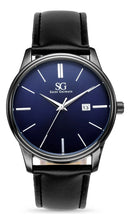 Relógio Masculino Couro Azul Caixa Prata Saint Germain 42mm Preto Preto Azul-marinho