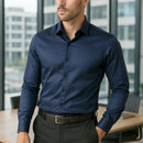 Camisa Social Masculina Slim Fit Delluxe Azul Marinho