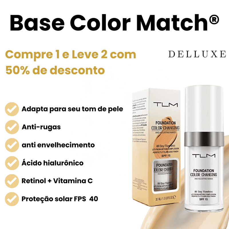 Base Color Match® 4 em 1 Inteligente Que se Adapta a Qualquer Tom de Pele